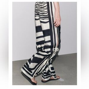 Zara animal print pants with side ties NWOT